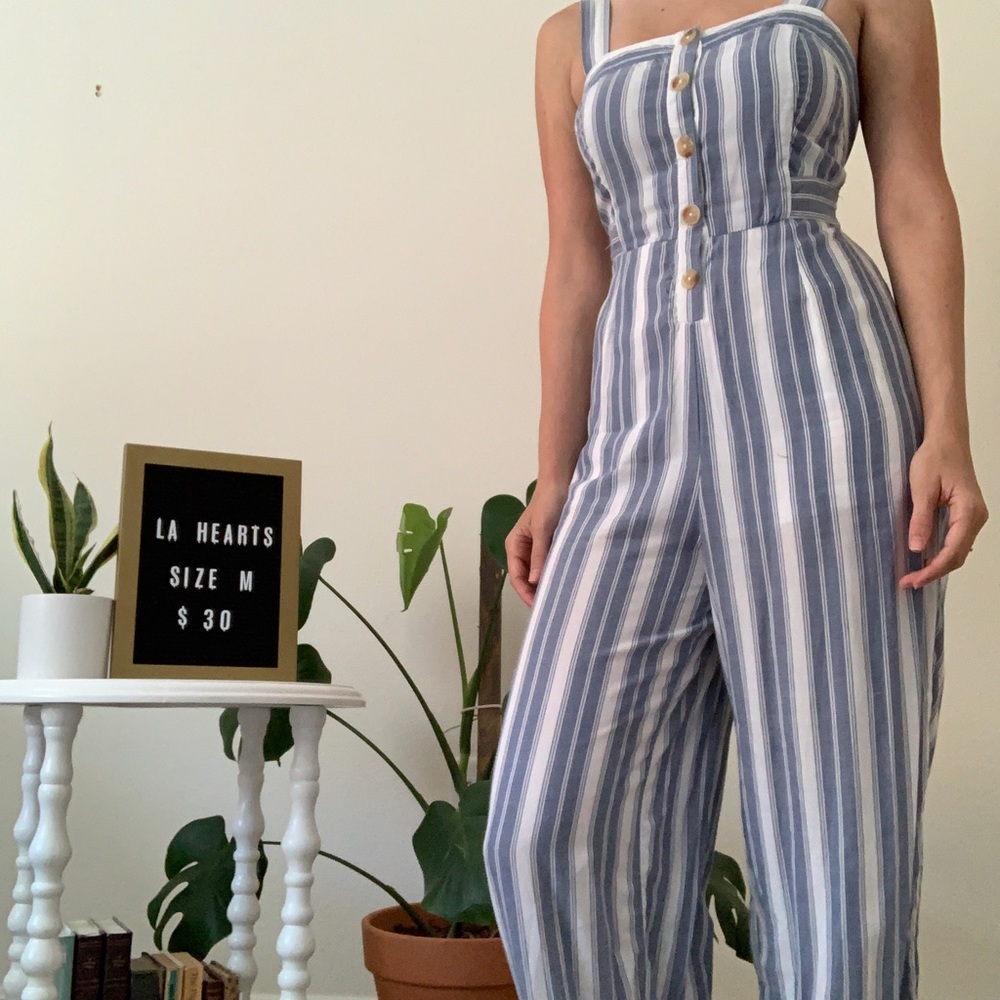 Blue Striped Jumpsuit